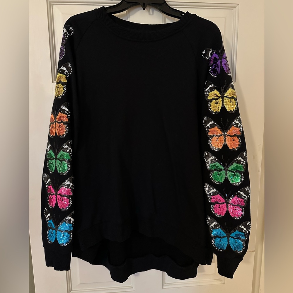 Queen of Sparkles Butterfly Sleeve Sweatshirt XL